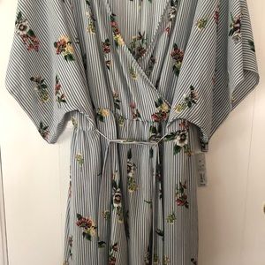 Seersucker Floral Romper with Over skirt